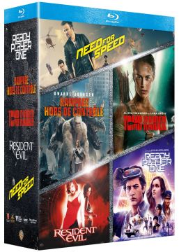 Coffret Films issus de Jeux Vidéo : Rampage - Hors de contrôle + Tomb Raider + Ready Player One + Resident Evil + Need for Speed