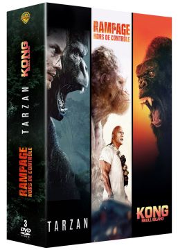 Coffret Action Grands singes - Collection de 3 films - Rampage - Hors de contrôle + Tarzan + Kong